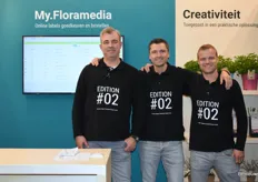 Het team van Flora Media: Adriaan, Ekko en Hans. "Floramedia helpt kwekers om meer planten te verkopen door het maken van creatieve concepten, het beiden van duurzame oplossingen en door het bestellen van plant labels zo makkelijk mogelijk te maken", aldus Hans.